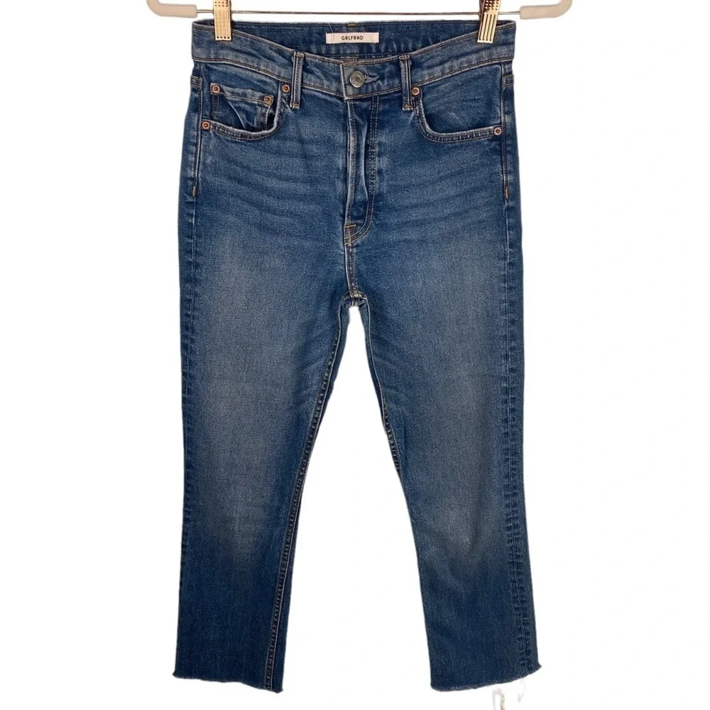 𝅺grlfrnd Grlfrnd Addison Straight Cropped Jeans Sz 25 - Picture 2 of 9